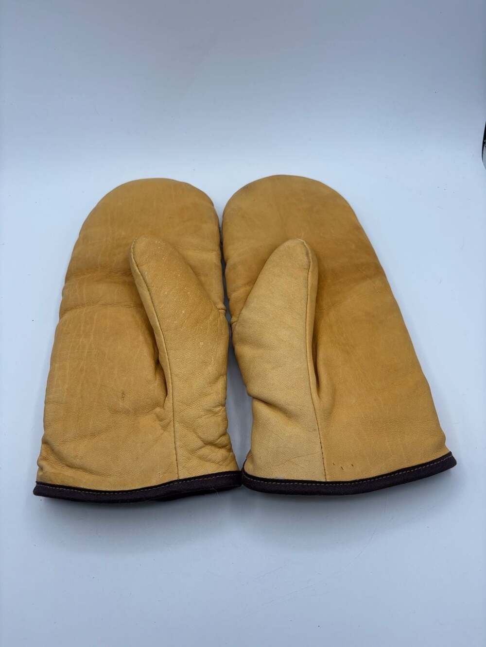 Vintage Genuine Steerhide Soft Durable Shearling Lined Winter Mittens XL